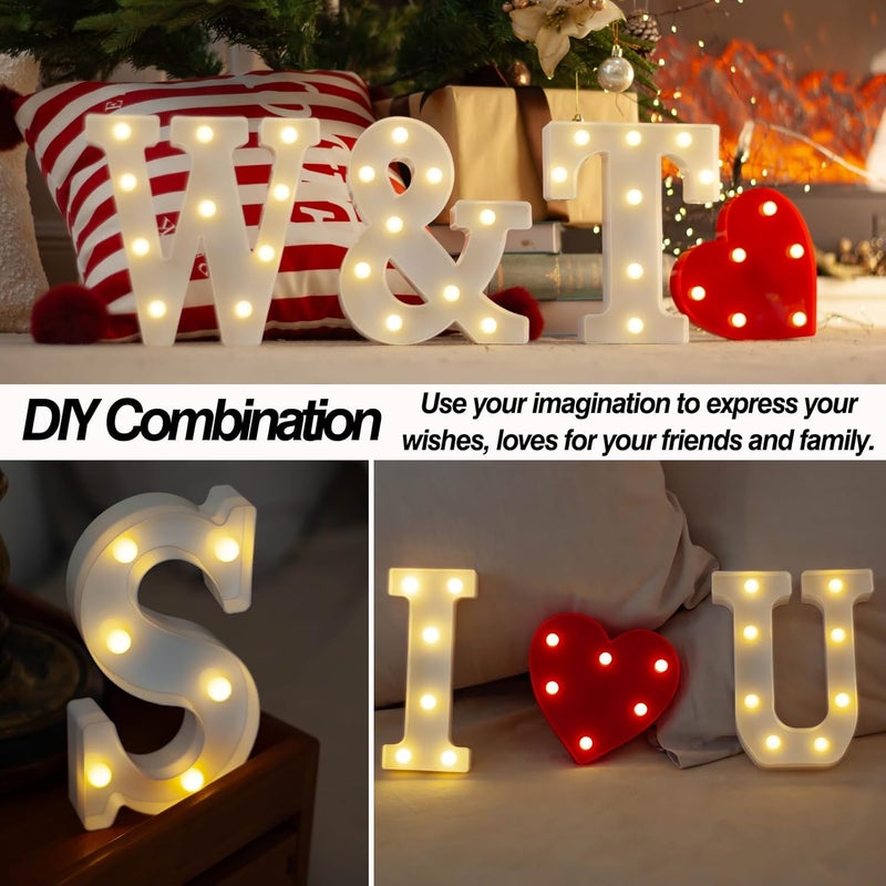 SKYPHAROS LED Marquee Letters, White 26 Alphabet Light Up Letters, Battery Powered LED Letter Lights for Birthday Party, Christmas Night, Home, Bar, Graduation, Wedding Decoration(V) - Image 3